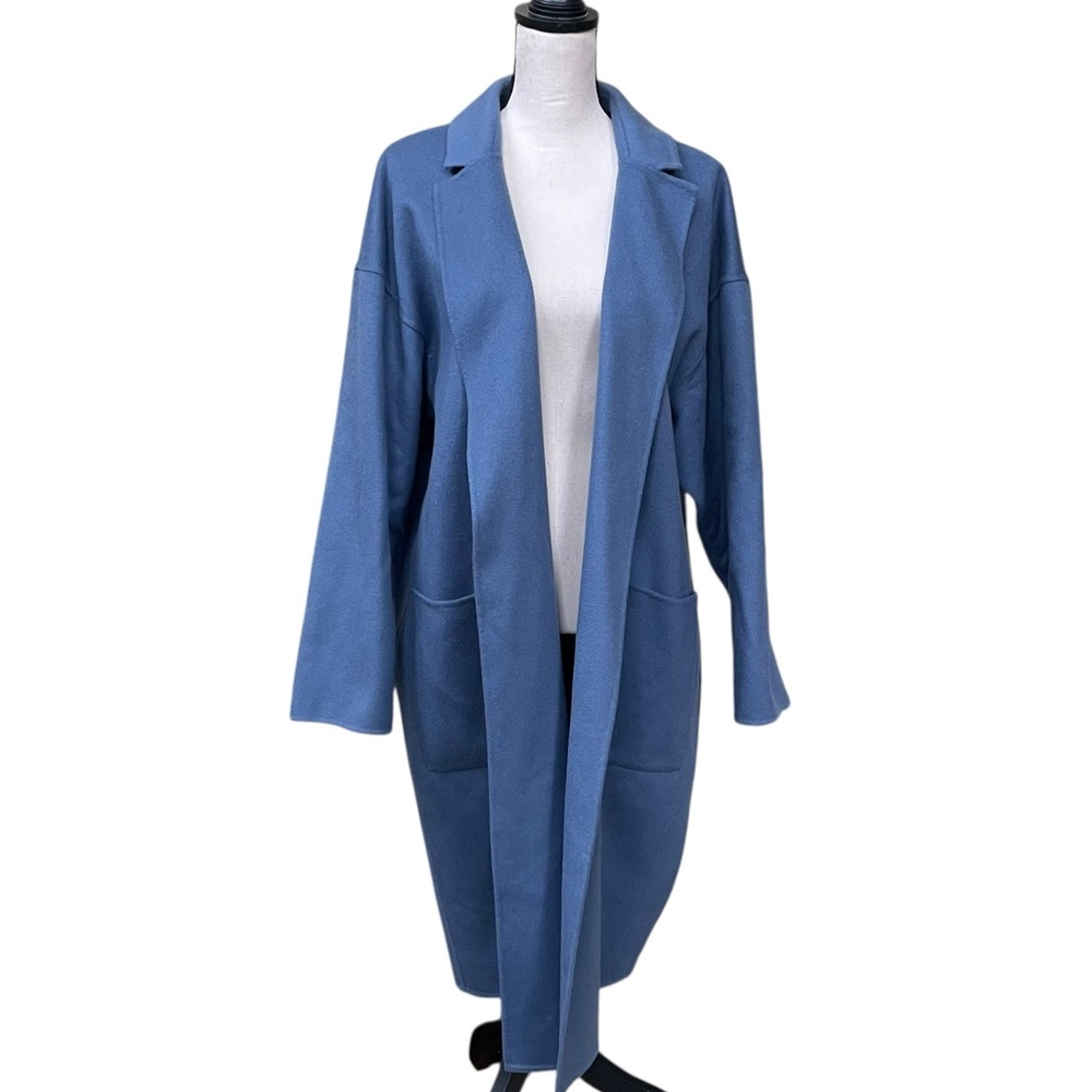 Lewit Double Face Wool and Cashmere Open Front Long Coat